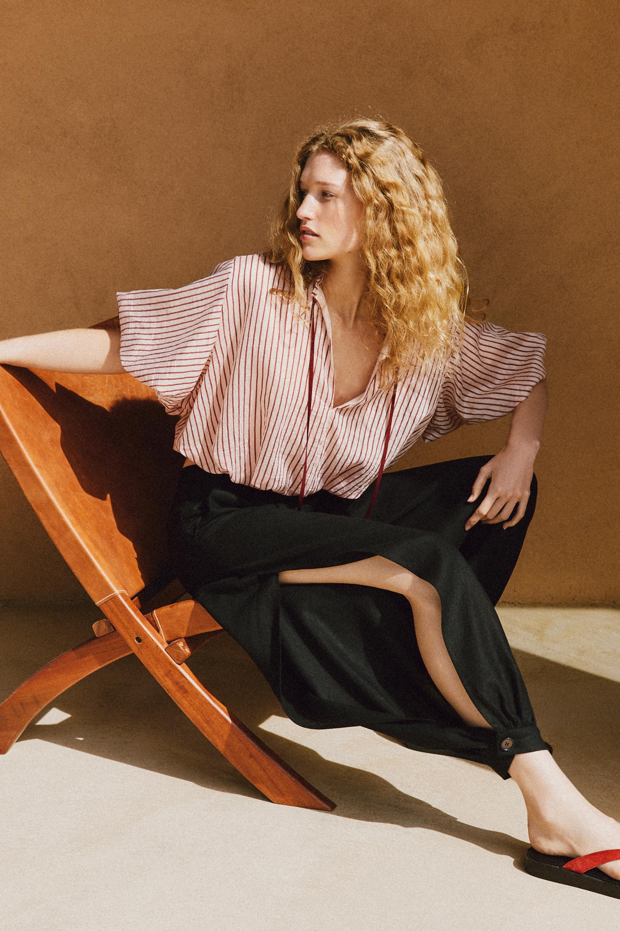 SLIT LINEN PANTS